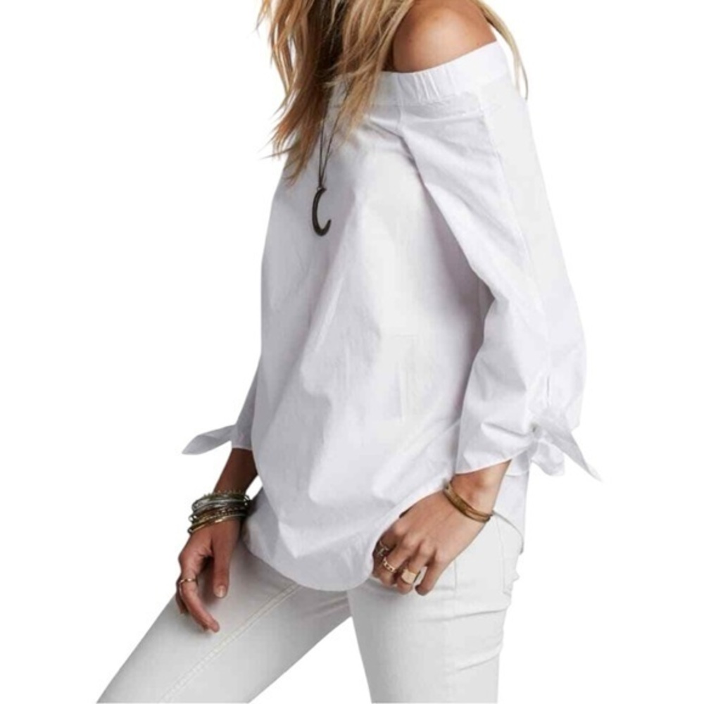 Free People Show Me Some Shoulder Off the Shoulder Cotton Blouse